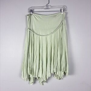Free People Y2K Fairy Skirt Medium Boho Cottage Tiered Asymmetric Mint Green